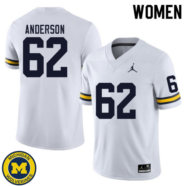 Womens Michigan Wolverines #62 Raheem Anderson White Alumni Jersey